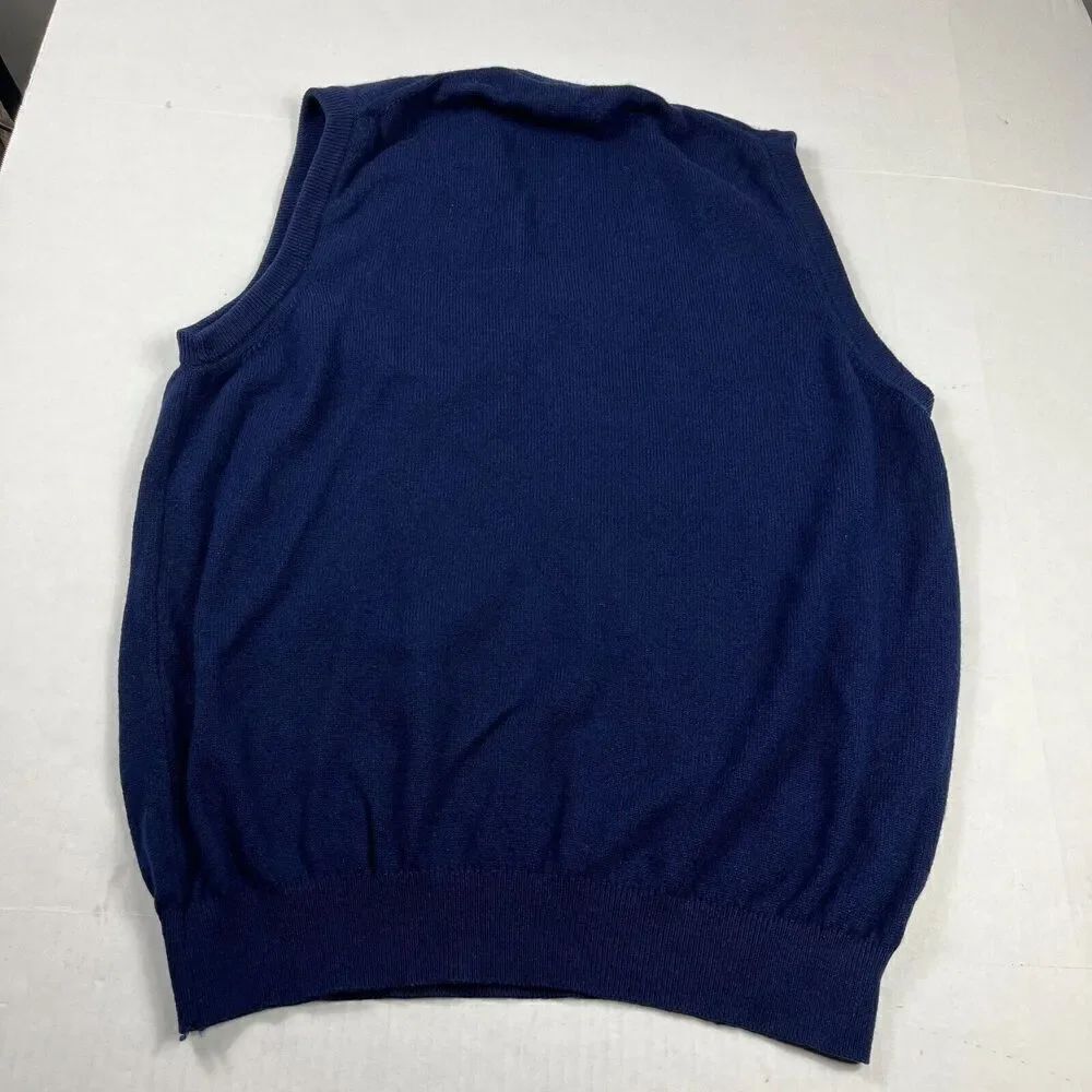 Glenmuir 1891 Mens Lambswool Sweater Vest Blue Vintage Knit 1996 LARGE SCOTLAND - Picture 7 of 10